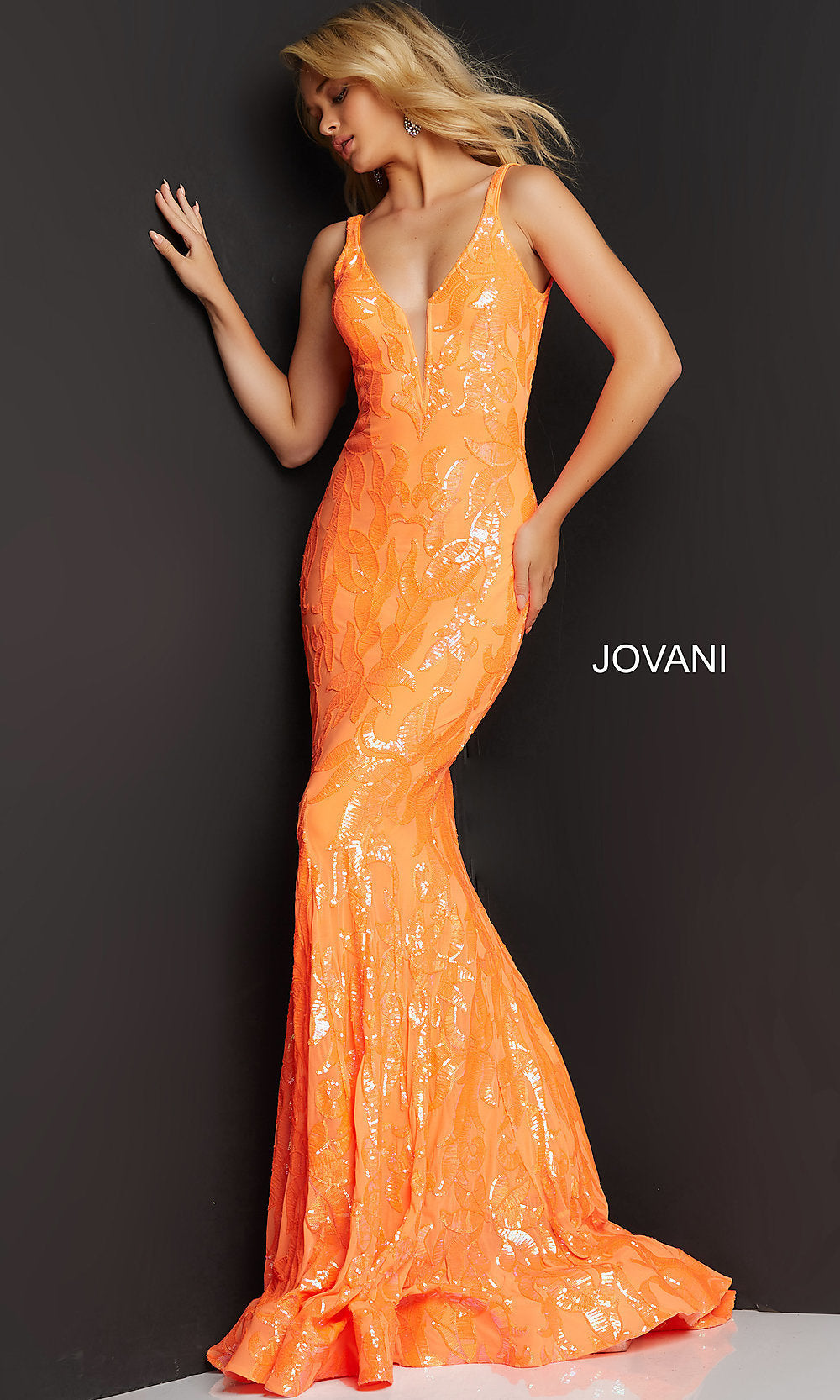 Jovani-Jovani Long Designer Prom Dress with Sequins